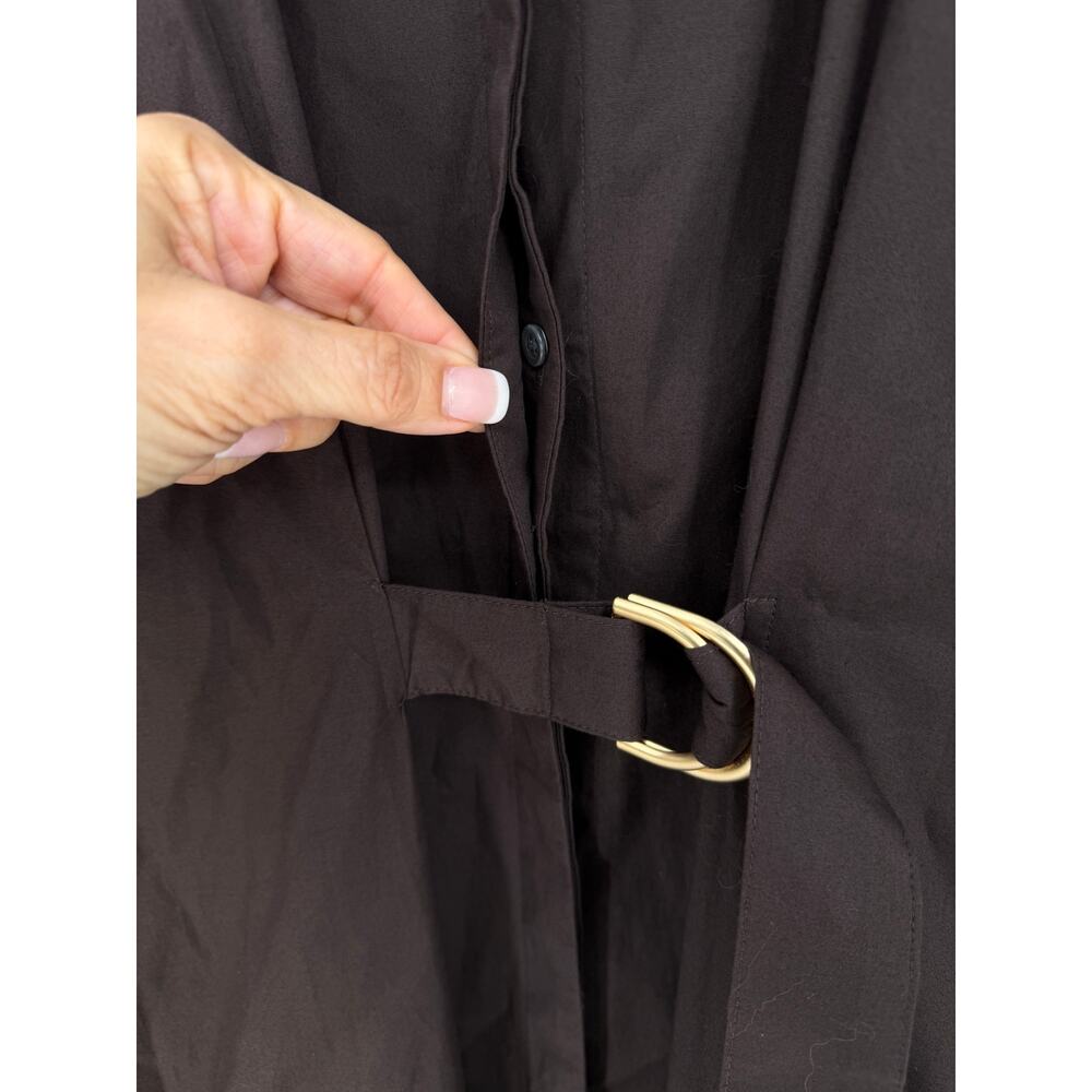 Title: J. McLaughlin Minae Brown Cotton D-Ring Belted Midi Shirt Dress Size XL - Picture 7 of 14
